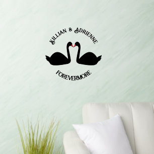 Gothic Wedding Kissing Black Swans Custom Wall Decal