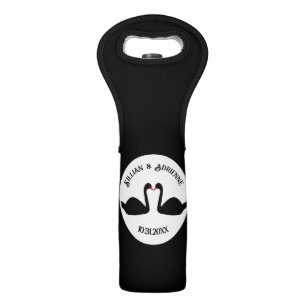 Gothic Wedding Kissing Black Swans Custom Wine Bag