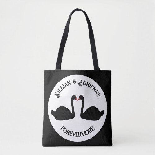 Gothic Wedding Kissing Black Swans Double Sided Tote Bag