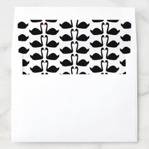 Gothic Wedding Kissing Black Swans Patterned Envelope Liner