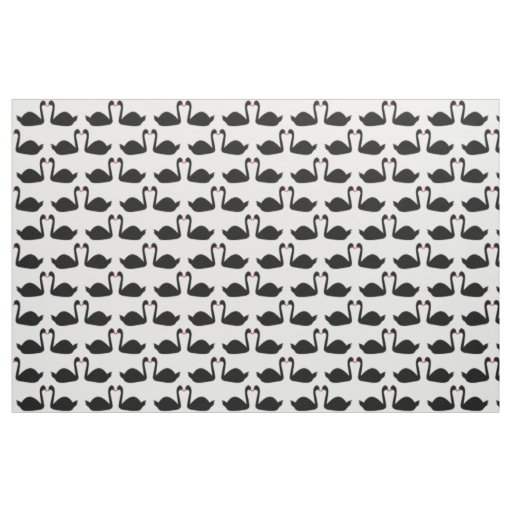Gothic Wedding Kissing Black Swans Patterned Fabric