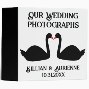 Gothic Wedding Kissing Black Swans Photo Album 3 Ring Binder