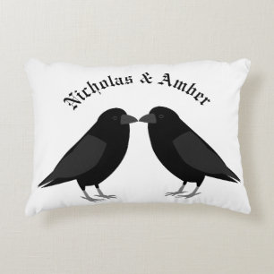 Gothic Wedding Kissing Ravens Custom Accent Pillow