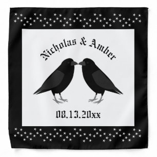 Gothic Wedding Kissing Ravens Custom Bandana