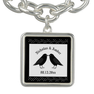 Gothic Wedding Kissing Ravens Custom Bracelet