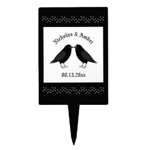 Gothic Wedding Kissing Ravens Custom Cake Topper