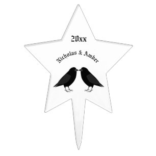 Gothic Wedding Kissing Ravens Custom Christmas Cake Topper