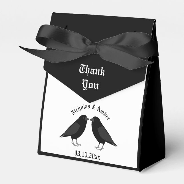 Gothic Wedding Kissing Ravens Custom Favor Boxes (Front Side)
