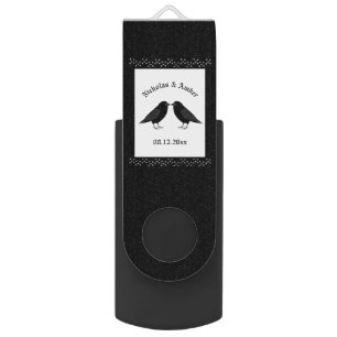 Gothic Wedding Kissing Ravens Custom Flash Drive