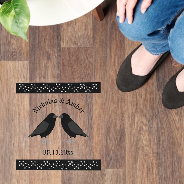 Gothic Wedding Kissing Ravens Custom Floor Decals (Floor)