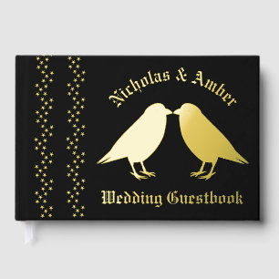 Gothic Wedding Kissing Ravens Custom Foil Guest Book