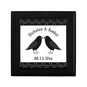 Gothic Wedding Kissing Ravens Custom Gift Box