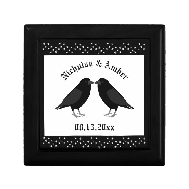 Gothic Wedding Kissing Ravens Custom Gift Box (Front)