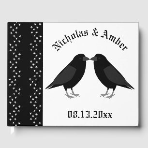 Gothic Wedding Kissing Ravens Custom Guest Book