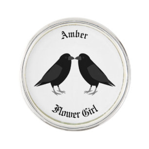 Gothic Wedding Kissing Ravens Custom Lapel Pin