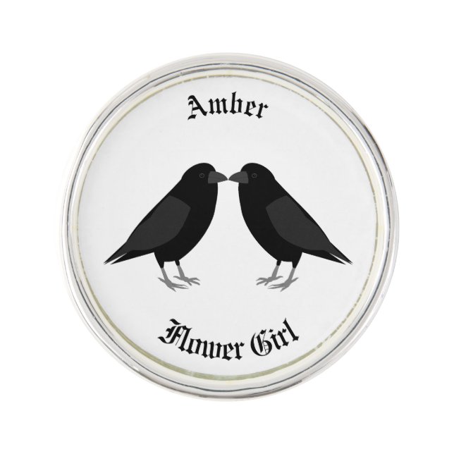 Gothic Wedding Kissing Ravens Custom Lapel Pin (Front)