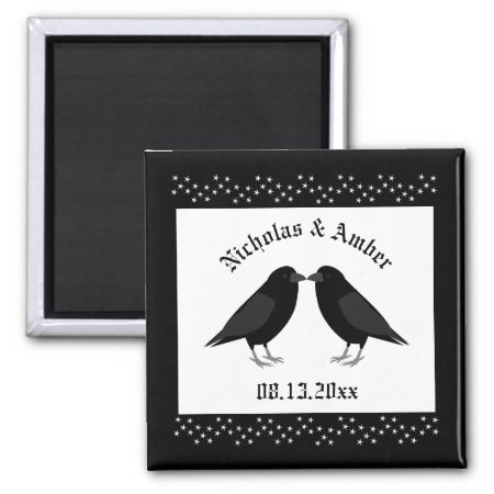 Gothic Wedding Kissing Ravens Custom Magnet