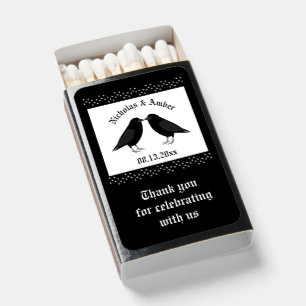 Gothic Wedding Kissing Ravens Custom Matchboxes