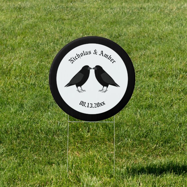 Gothic Wedding Kissing Ravens Custom Sign (Insitu)