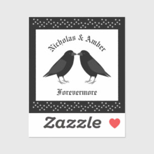 Gothic Wedding Kissing Ravens Custom Sticker