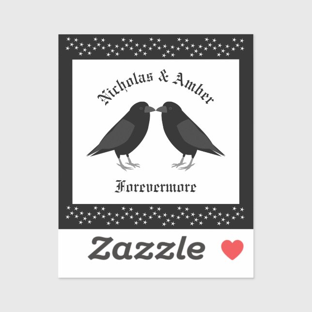 Gothic Wedding Kissing Ravens Custom Sticker (Sheet)