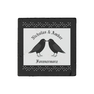 Gothic Wedding Kissing Ravens Custom Stone Magnet