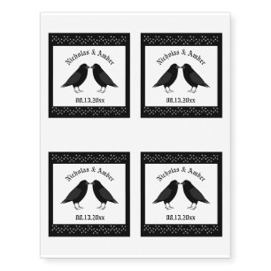 Gothic Wedding Kissing Ravens Custom Temporary Tattoos