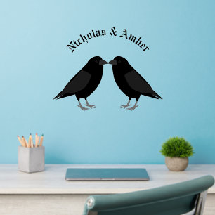 Gothic Wedding Kissing Ravens Custom Wall Decal