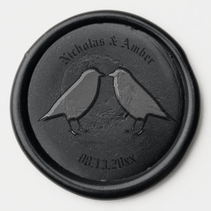 Gothic Wedding Kissing Ravens Custom Wax Seal Sticker