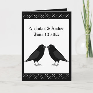 Gothic Wedding Kissing Ravens Custom Wedding Card