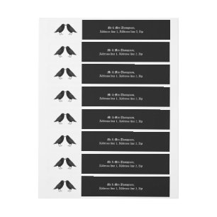 Gothic Wedding Kissing Ravens Custom Wrap Around Address Label