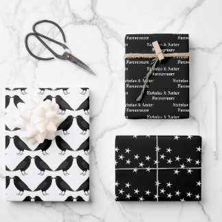 Gothic Wedding Kissing Ravens Custom Wrapping Paper Sheets