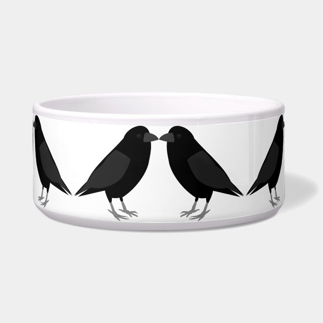 Gothic Wedding Kissing Ravens Patterned Bowl (Front)