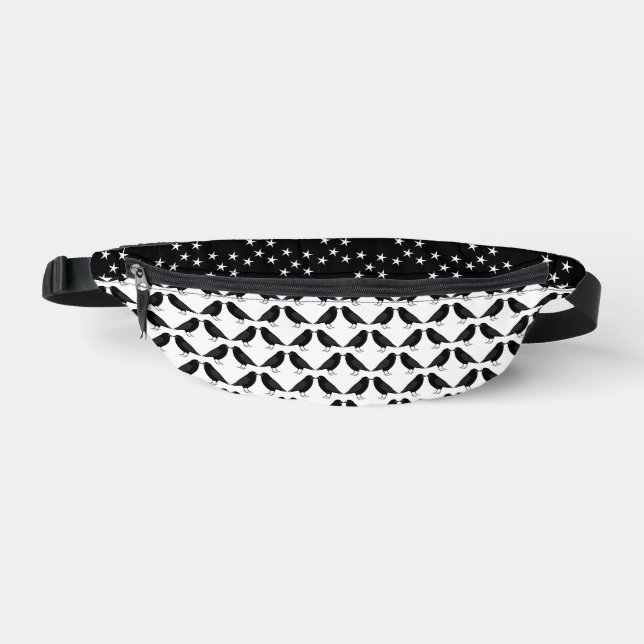Gothic Wedding Kissing Ravens Patterned Fanny Pack (Front)