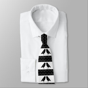 Gothic Wedding Kissing Ravens Patterned Neck Tie