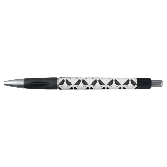 Gothic Wedding Kissing Ravens Patterned Pen (Front)