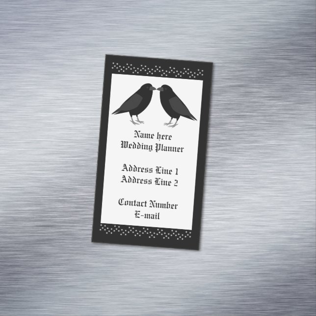 Gothic Wedding Kissing Ravens Wedding Planner Business Card Magnet (In Situ)