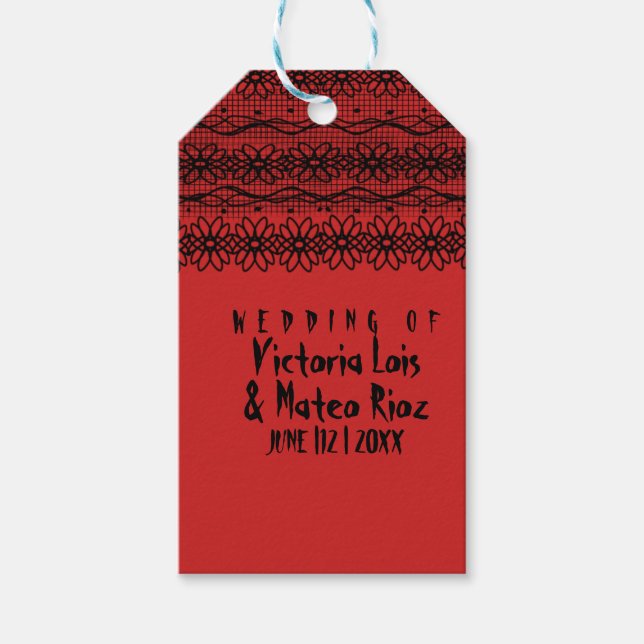 Gothic Wedding  Lace  Red Black        Wine Label (Front)