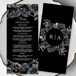 Gothic Wedding Menu Dark Black Floral Gothic Menu