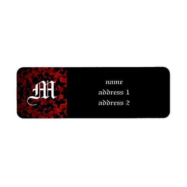 Gothic wedding monogram return address labels (Front)