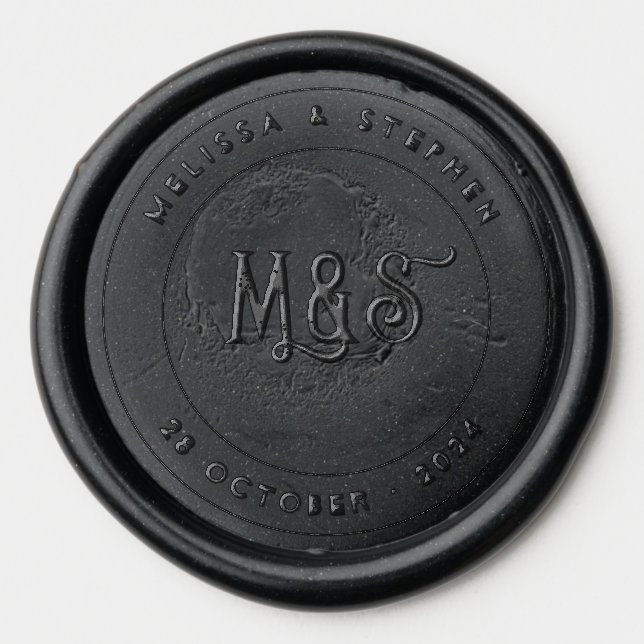 Gothic Wedding Monogram Wax Seal Sticker (Front)