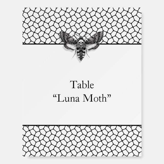 Gothic Wedding | Moth & Lace Black & White Foam Board (Front)