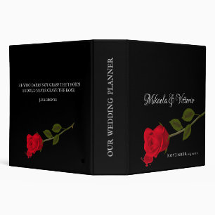 Gothic Wedding Planner Bloody Rose Photo and Quote 3 Ring Binder
