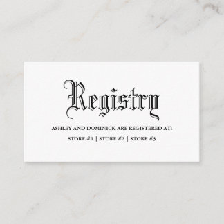 Gothic Wedding Registry Enclosure Card