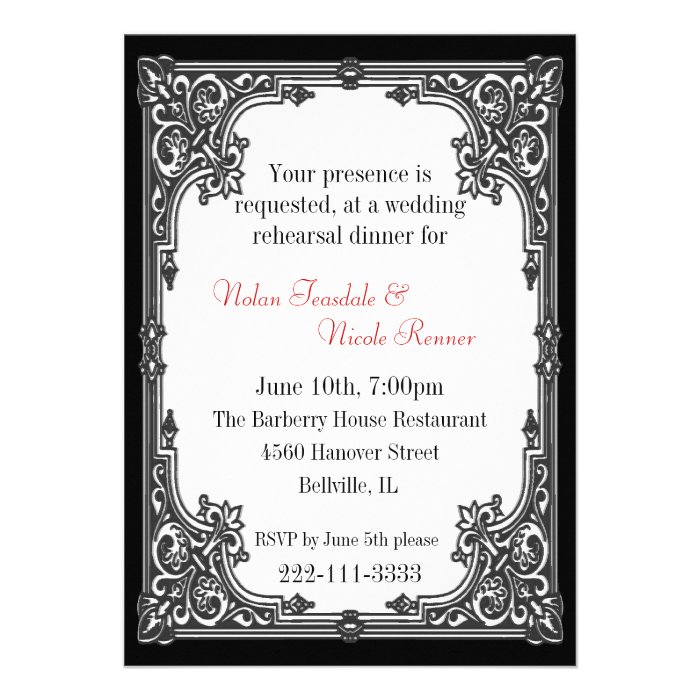 Gothic Wedding Rehearsal Dinner Invitation