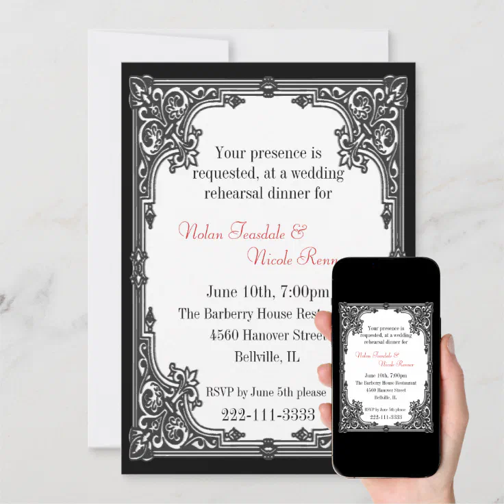 Gothic Wedding Rehearsal Dinner Invitation | Zazzle