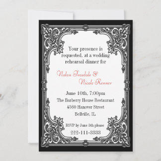 Gothic Wedding Rehearsal Dinner Invitation
