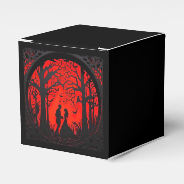 Gothic Wedding Romance Silhouette Favor Boxes (Front Side)