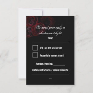 Gothic Wedding RSVP Card Dark Romantic