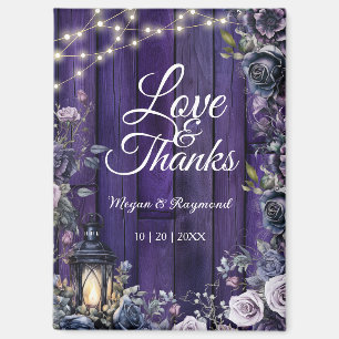 Gothic Wedding Rustic Purple Wood Thank You Magnet